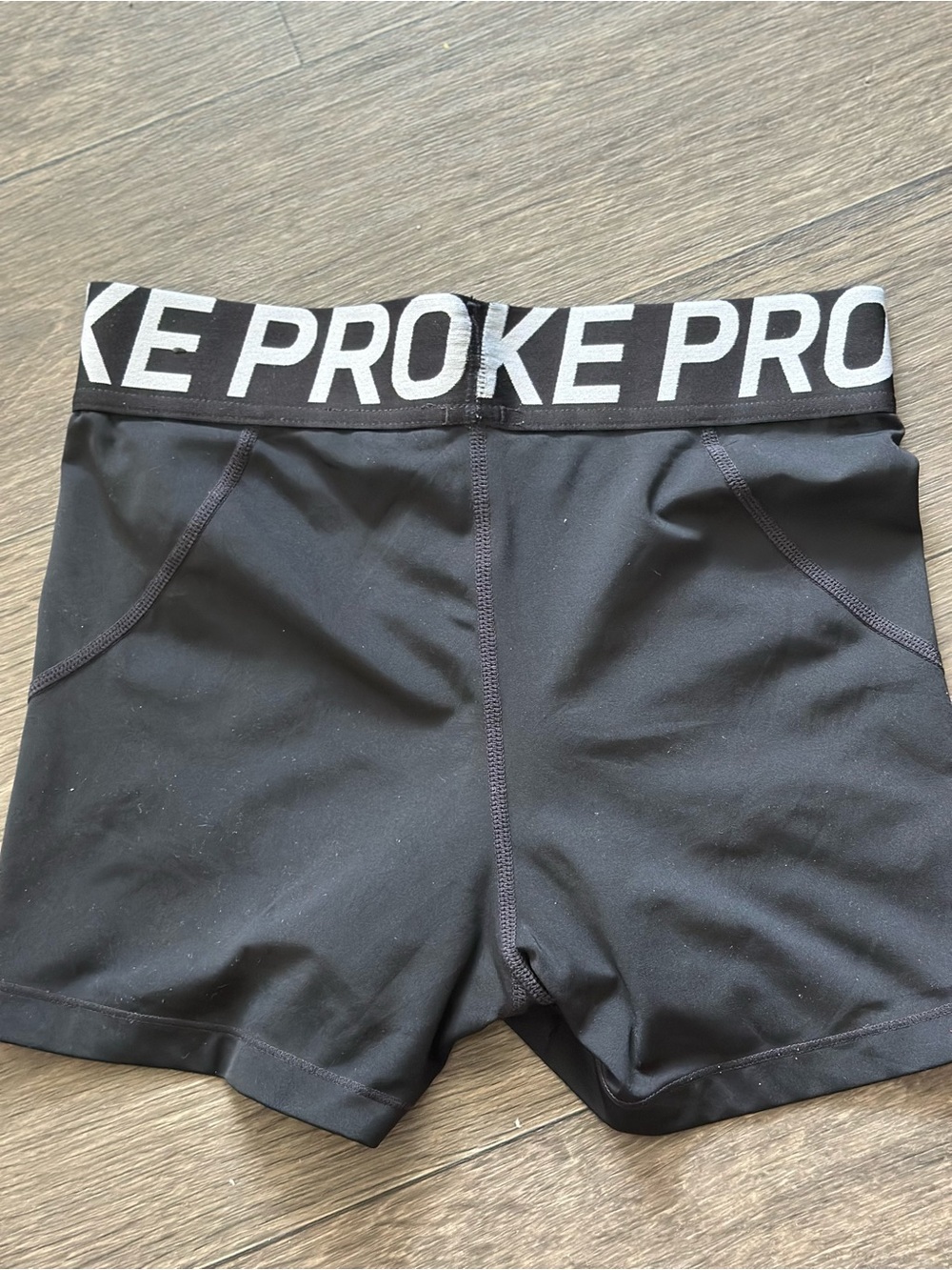 Nike Black Pro Compression Shorts with White Logo Waistband